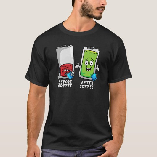 Vor und nach dem Kaffee Funny Battery Premium T-Shirt (Vorderseite)