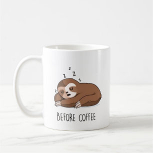 Vor und nach dem Kaffee niedlicher Cartoon Kaffeetasse