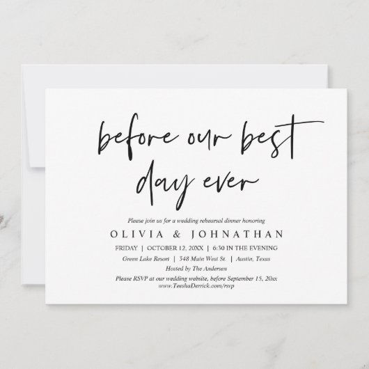 Vor unserem allerbesten Tag, Hochzeitsessen Probe Einladung (Vorderseite)