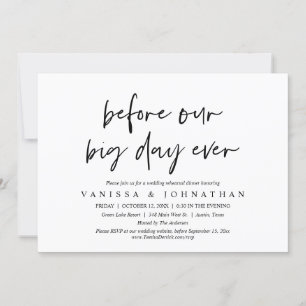 Vor unserem großen Tag, Hochzeitsessen Probe Einladung