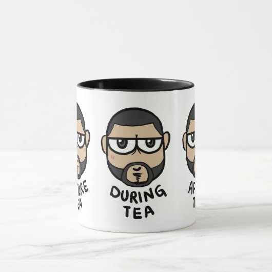 Vor/während/nach Tee Tasse (Zentrum)