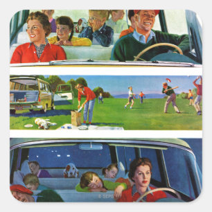 Vor, während u. nach Picknick Quadratischer Aufkleber