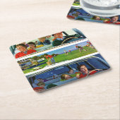 Vor, während u. nach Picknick Rechteckiger Pappuntersetzer (angewinkelt)