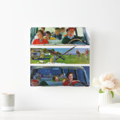 Vor, während und nach Picnic Quadratische Wanduhr (Zuhause)