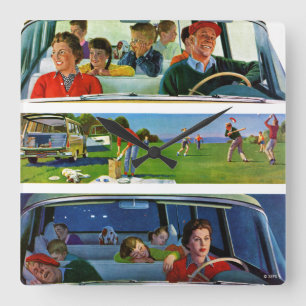 Vor, während und nach Picnic Quadratische Wanduhr