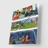 Vor, während und nach Picnic Quadratische Wanduhr (Winkel)