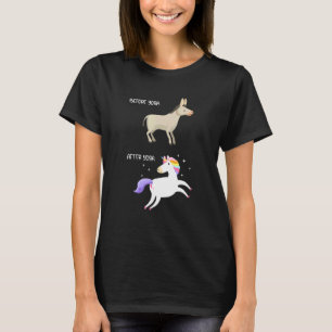 Vor Yoga Nach Yoga Niedlich Großartig Einhorn Medi T-Shirt