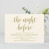 Vorabend, Modernes Hochzeitsessen Probe Einladung (Stehend Vorderseite)
