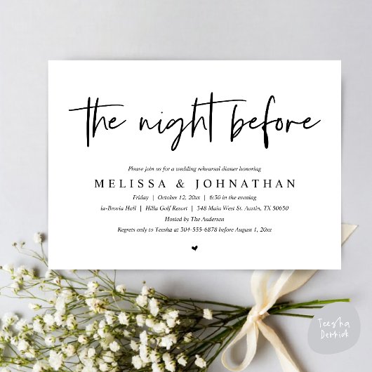 Vorabend, Modernes Hochzeitsessen Probe Einladung