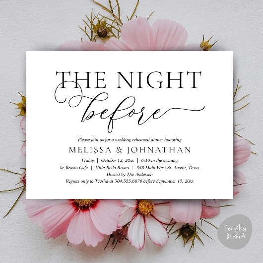 Vorabend, Modernes Hochzeitsessen Probe Einladung