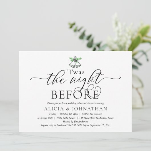 Vorabend, Modernes Hochzeitsessen Probe Einladung (Stehend Vorderseite)