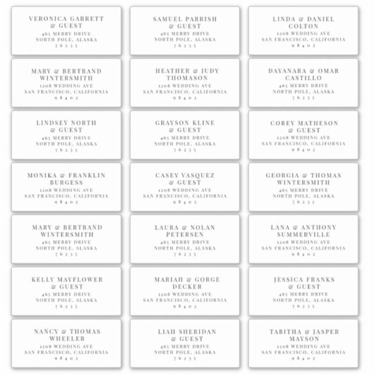 Voradressierte Aufkleber für das Etikett für Hochz (Vorderseite)