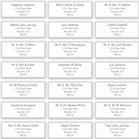 Voradressierte Gast-Adressbezeichnungen Aufkleber (Vorderseite)
