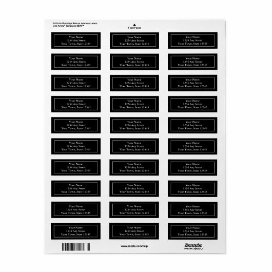 Voradressierte Mailing-Labels in Schwarz/Weiß (Vorne)