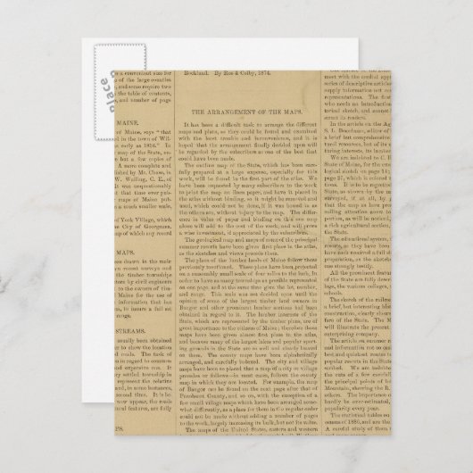 Voratlas des Staat Maine Postkarte (Vorne/Hinten)