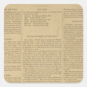 Voratlas des Staat Maine Quadratischer Aufkleber