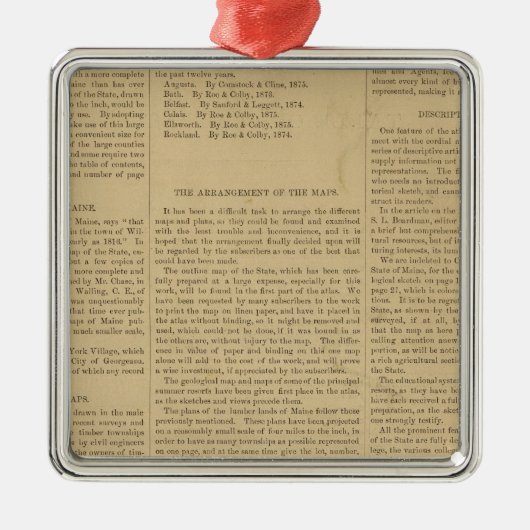 Voratlas des Staat Maine Silbernes Ornament (Vorne)