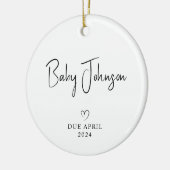 Voraussichtliches Paar Foto New Baby Due 2024 Keramik Ornament (Links)