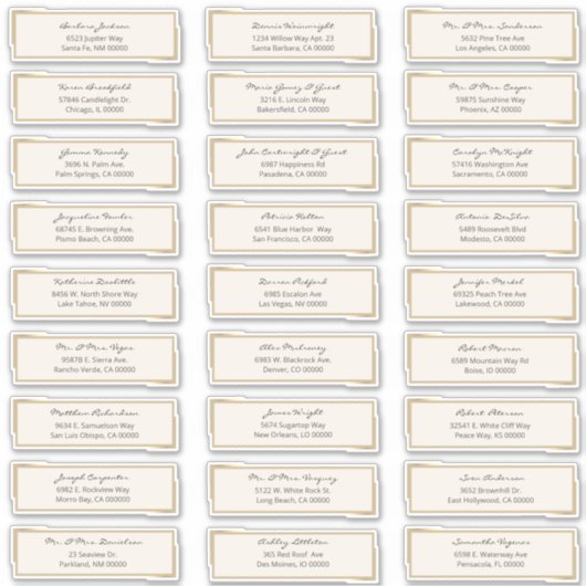 Vorbedruckte Hochzeitsgast-Adresslisten Aufkleber (Vorderseite)