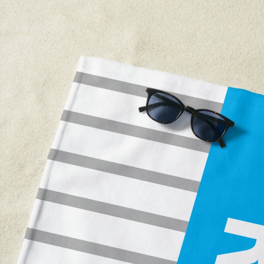 VORBEHALTEN oder Name, Sky Blue & Gray Streifen Strandtuch (Beispiel)