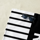 VORBEHALTENER weißer Text auf schwarz gestreift Strandtuch (Beispiel)
