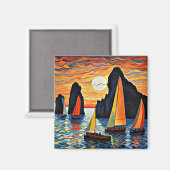 Vorbeisegeln an Felsen Magnet (Vorderseite/Rückseite)