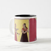 Vorbereiten des Betts, Bilaspur, c.1690-1700 Zweifarbige Tasse (Vorderseite Links)