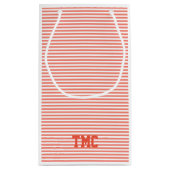 Vorbereiten Monogramm-Initialen Orange Strip Zeitl Kleine Geschenktüte (Rückseite)
