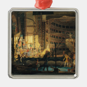 Vorbereiten von Landschaft in einem Theater Silbernes Ornament