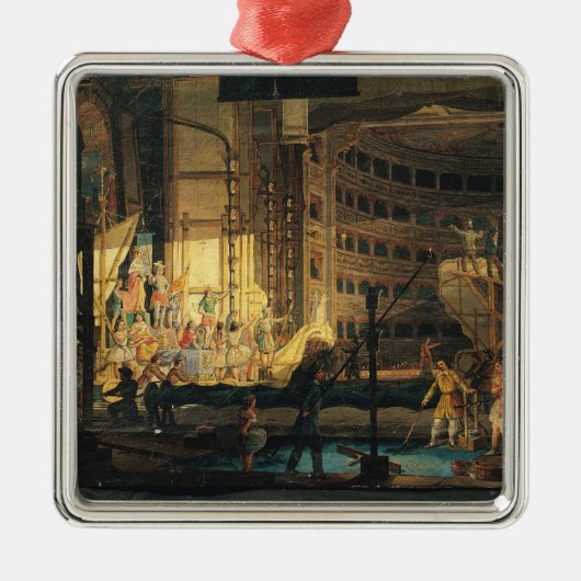 Vorbereiten von Landschaft in einem Theater Silbernes Ornament (Vorne)