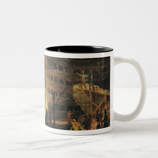 Vorbereiten von Landschaft in einem Theater Zweifarbige Tasse (Rechts)