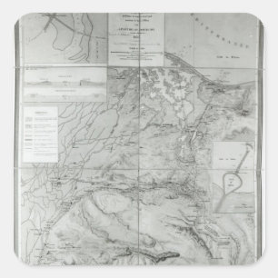 Vorbereitende Karte des Suezkanals 1855 Quadratischer Aufkleber