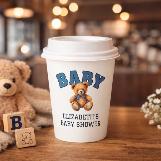 Vorbereitender Universitäts-Teddybär-Babyshower Pappbecher