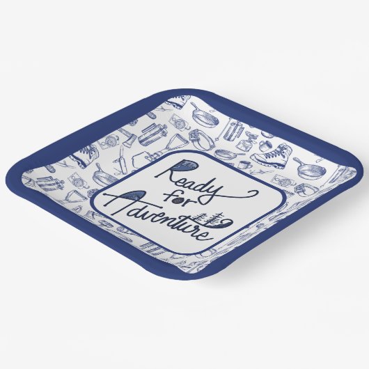 Vorbereitet für das Camping-Gear-Muster Pappteller (Gewinkelt)