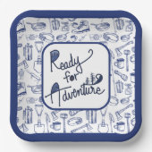 Vorbereitet für das Camping-Gear-Muster Pappteller (Vorderseite)