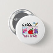 Vorbereitete Mädchen-Ck-zur-Schule Hallo Dritte-Kl Button (Vorne & Hinten)