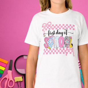 Vorbereiteter erster Schultag karierter Coquette-S T-Shirt
