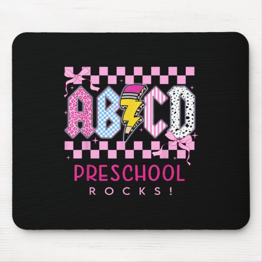 Vorbereiteter Rosa Schleife Abcd Vorschule Rocks B Mousepad (Vorne)