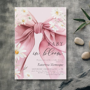 Vorbereitetes Baby in Bloom Daisy Rosa Schleife Ba Einladung