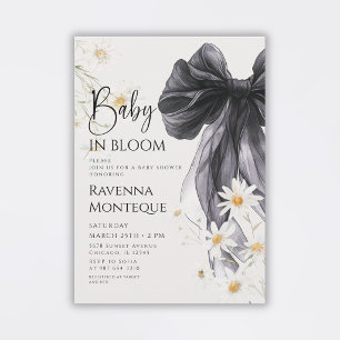 Vorbereitetes Baby in Blüte Schwarze Schleife Gäns Einladung