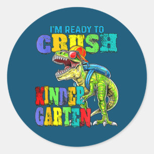 Vorbereitung auf den Crush Kindergarten Dinosaurie Runder Aufkleber