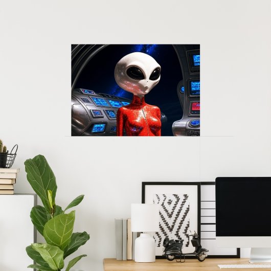 Vorbereitung auf den Flug AI Alien Art Poster (Heimbüro)