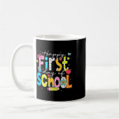 Vorbereitung auf den Schulbeginn Glücklicher erste Kaffeetasse (Links)