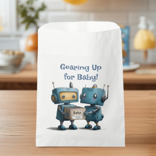 Vorbereitung auf die Babyparty für Baby Robot Geschenktütchen