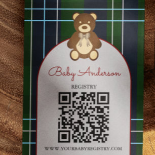 Vorbereitung auf die Plaid-Teddybär-Baby-Party-Reg Begleitkarte