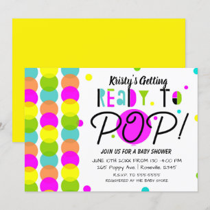 Vorbereitung auf eine moderne, bunte Babyparty Einladung