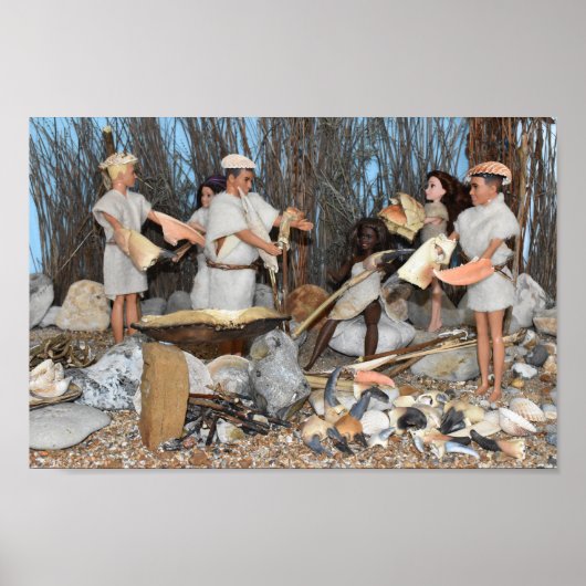 Vorbereitung auf eine prähistorische Jagd. Poster (Vorne)