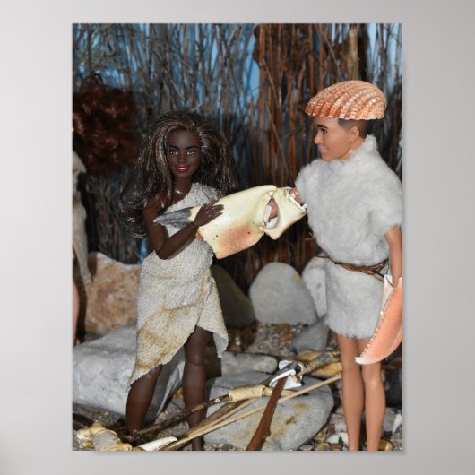 Vorbereitung auf eine prähistorische Jagd. Poster (Vorne)