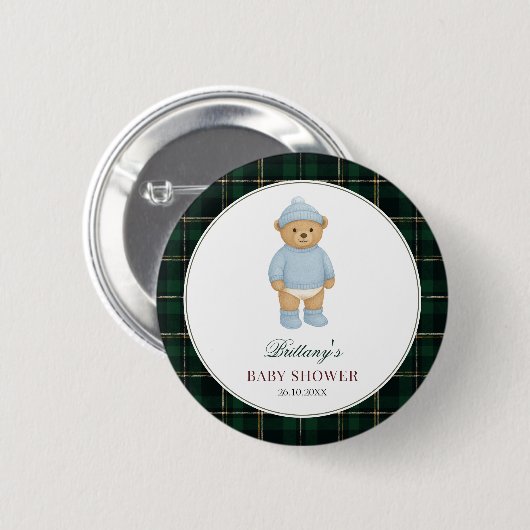 Vorbereitung-Bär-Baby-Party-Button Button (Vorne & Hinten)