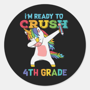 Vorbereitung Crush 4. Klasse Back School Einhorn E Runder Aufkleber